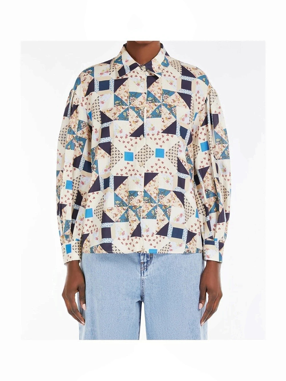 NWT Weekend Max Mara Mescal Patchwork Cotton Shirt size 12